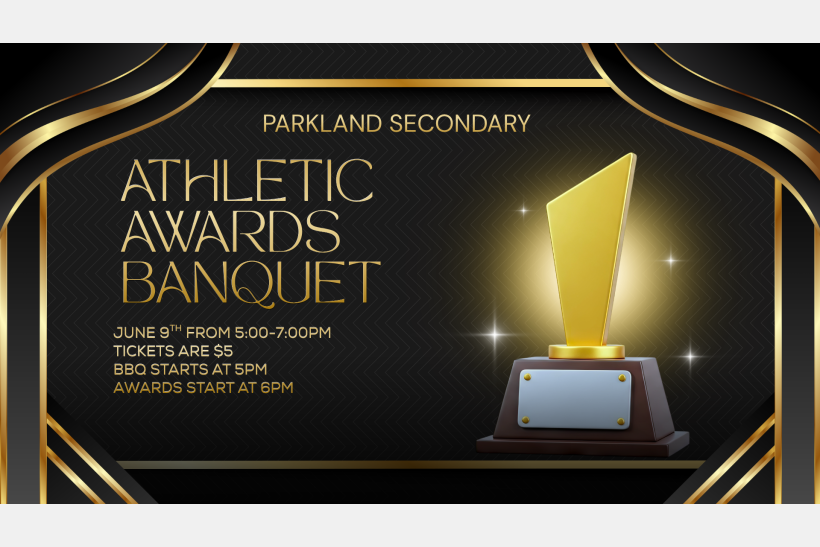 Athletic Banquet Awards poster gold font on black background